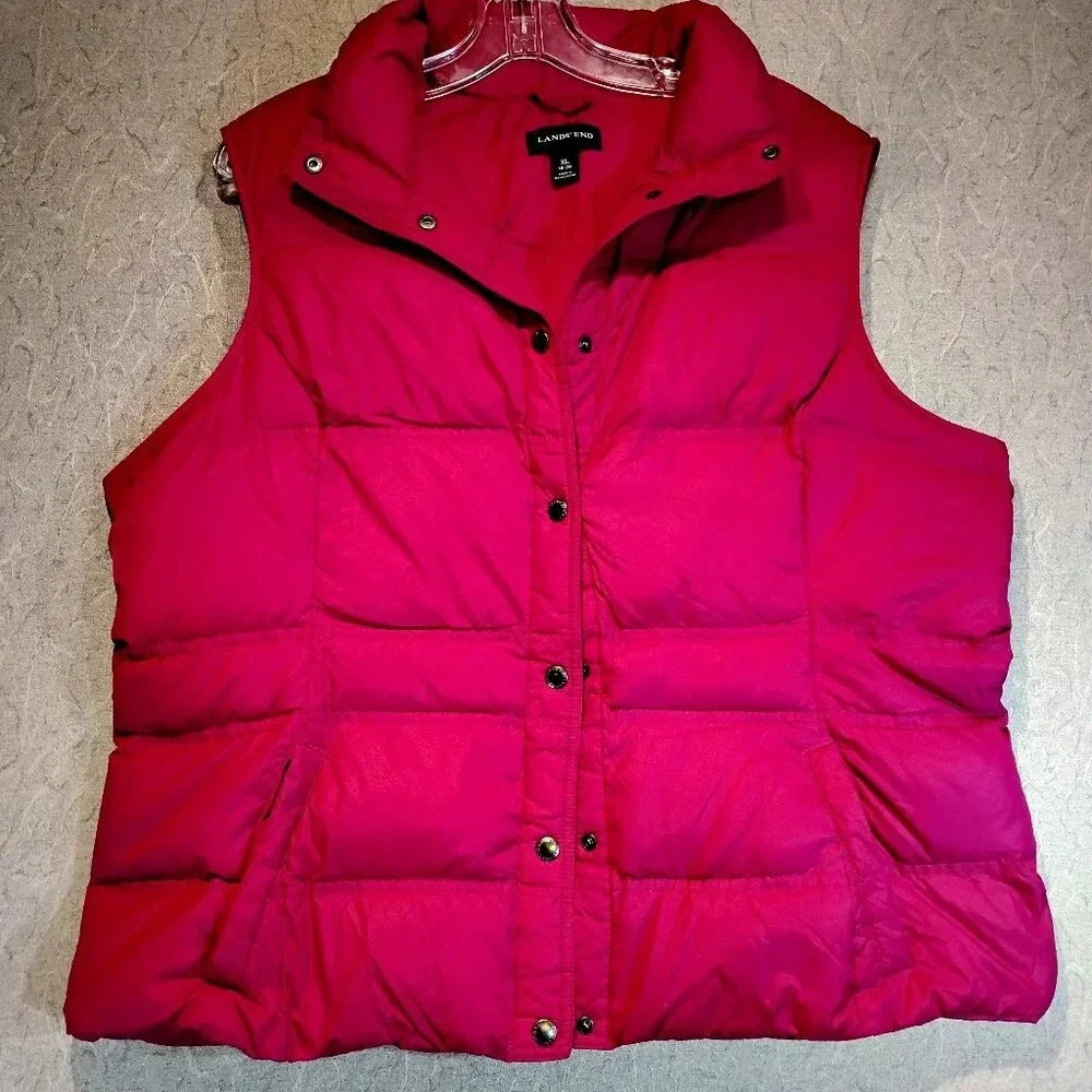 Lands'  End Hot Pink/Purple 80% Down Puffer Vest in Size XL 18-20